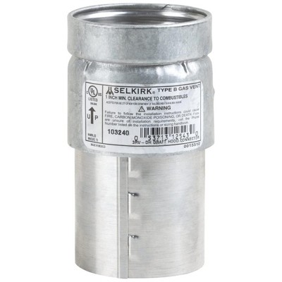 Selkirk 4" Diameter Draft Hood Connector, Aluminum Type B Gas Vent, 104240