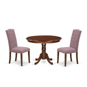 HomeStock 3-Pc Mahogany Finish Solid Wood Top - Round Dining Room Set - Seats 4 - 1 of 4