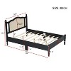 CAVINAS Full/Queen Size Bed Frame with Natural Rattan Headboard,Wooden Platform Bed with Wood Slats Support,Underbed Storage - 3 of 4