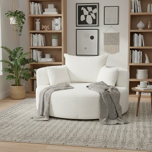 Whisen 360° Swivel Barrel Chair with Removable Pillows - 1 of 4