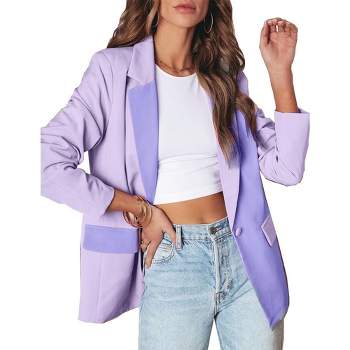 Whizmax Blazer Jacket For Women Lapel Long Sleeve Open Front Business Fashion Button Blazers Outfits With Pockets