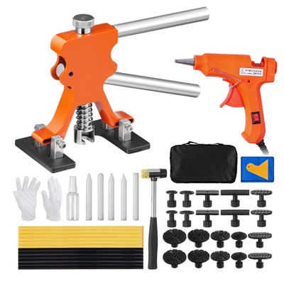 VEVOR 46 PCS Dent Removal Kit, Paintless Dent Repair Kit with Golden Dent Lifter, Hot Glue Gun and Glue Sticks, Car Dent Puller Kit, Orange