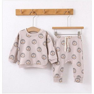MyKids-USA Baby Boy And Girl Print Pattern Cotton Hoodie Combo Trousers Sets - 1 of 4