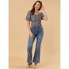Allegra K Women's Puff Sleeve Square Neck Peasant Floral Blouse - 2 of 4