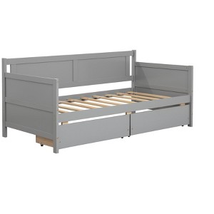 VYNXARIA Gray Twin Sleeper Sofa with 2 Storage Drawers and High - Safety Guardrails - 1 of 4