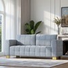 3-Seater Chenille Sofa with Wide Armrests, Tufted Seat, Custom Stainless-Steel Legs, High-Density Cushions, and Modern Design - 2 of 4