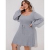 Coolmee Womens Plus Size Midi Dress Casual Square Neck Long Sleeve Drawstring Waist Casual Babydoll Sweater Dress - 4 of 4