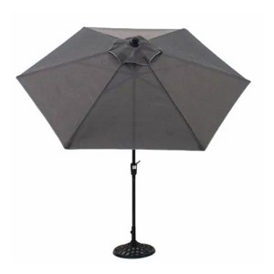 Four Seasons Courtyard 9 Foot Norwalk Market Patio Umbrella with Push Button Tilt, Steel Ribs and Aluminum Pole for Outdoor Space, Gray - 1 of 4
