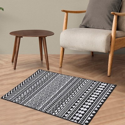Machine Washable Moroccan Geometric Floor Mat