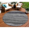 Gray Charcoal And Silver Striped Washable Indoor Outdoor Area Rug - 2 of 4
