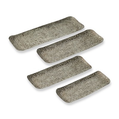 TAG Kashmir Embossed Rectangle Serving Trays - Antique Brass Gold Aluminum - Decorative Use Only - 28.5" L x 10" W x 1" H