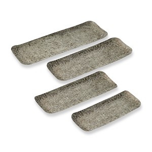 TAG Kashmir Embossed Rectangle Serving Trays - Antique Brass Gold Aluminum - Decorative Use Only - 28.5" L x 10" W x 1" H - 1 of 2