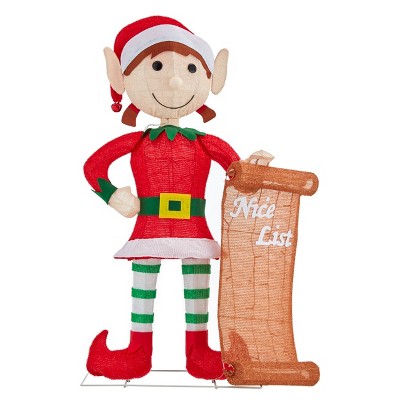 Christmas Girl Elf with List Decorative Holiday Scene Props - Haute Décor