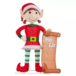 Christmas Girl Elf with List Decorative Holiday Scene Props - Haute Décor