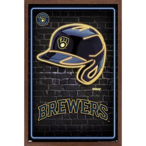Trends International MLB Milwaukee Brewers - Neon Helmet 23 Framed Wall Poster Prints - 1 of 4