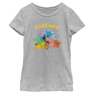 Girl's Pokemon Colorful Eeveelutions Animals T-Shirt - 1 of 4