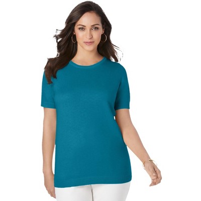 Jessica London Women's Plus Size Fine Gauge Crewneck Shell