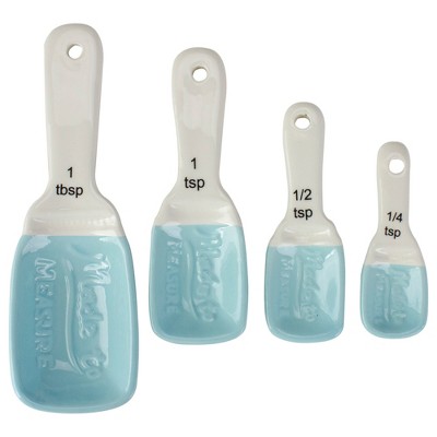 Northlight Set of 4 Ceramic Blue and White Measuring Spoons