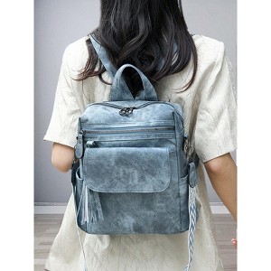 HTUTWOO Women's PU Leather Retro Backpack Casual Shoulder Bag Fashion Messenger Bag Suitable For Traveling, Shopping And Dating Use Women's Day Gift - 1 of 4