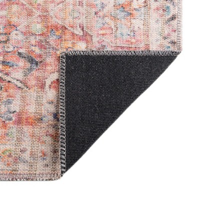 Ivory and Pink Rectangular Washable Flatweave Area Rug 8' x 10'