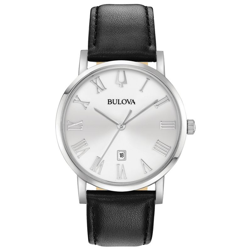 Bulova Men's Classic 3-Hand Calendar Date Quartz Leather Strap Watch, Roman Numeral Markers, 40mm, 1 of 5