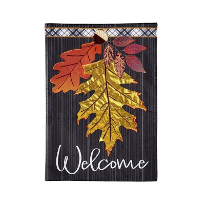 Evergreen Garden Flag Welcome Autumn Leaves Linen Double Sided Indoor Outdoor Decor 18" x 12.5"