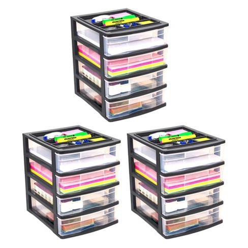 Small plastic desktop organizer with 4 drawers