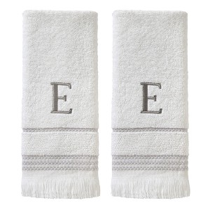 SKL Home By Saturday Knight Ltd Casual Monogram Hand Towel Set E - 2-Count - 16X26", White - 1 of 1
