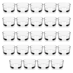 Juvale 24 Pack Clear Glass Tealight Candle Holders for Votive Tea Lights, Party Decorations Supplies, 1x2 in