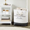 Okuna Outpost Canvas Laundry Basket with Handles for Bathroom, Bedroom (White and Gray, 60 L Capacity, 12x16x19.2 In) - 2 of 4