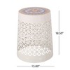 15" Tile Mosaic Lace-Cut Metal Outdoor End Table, Transitional Patio Accent Table, Patio Side Tables -Christopher Knight Home - 3 of 4