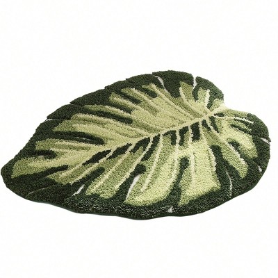 Chery Life Green Leaf Bath Rug For Bathroom, Soft And Absorbent Bath Mat, 31.5x19.7"