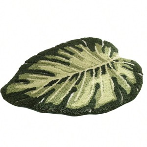 Chery Life Green Leaf Bath Rug For Bathroom, Soft And Absorbent Bath Mat, 31.5x19.7" - 1 of 4