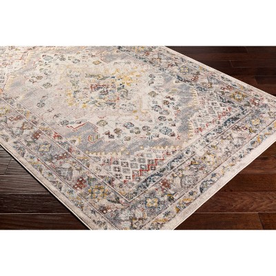 Elegant Gray Kashan 7'10" x 10'3" Synthetic Rectangular Rug