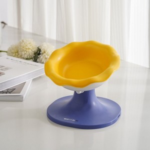 FairyLand™ Adjustable Elevated Cat Bowl – Ergonomic Tilted Raised Food & Water Dish, Flower Design, Anti-Vomit Feeding - 1 of 4