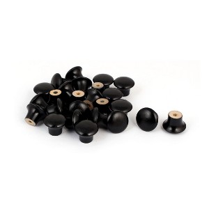 Unique Bargains Kitchen Cupboard Cabinet Door Wooden Pull Knob Grip Handle Black 0.94"x0.7" 25pcs - 1 of 4