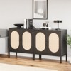 Rattan Buffet Cabinet, Black Sideboard Cabinet with Doors and Adjustable Shelves, Coffee Bar Console Cabinet for Living Room, Dining Room, Hallway - 2 of 4