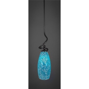Toltec Lighting Capri 1 - Light Pendant in  Dark Granite with 5.5" Turquoise Fusion Shade - 1 of 1