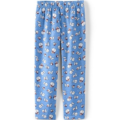 Lands' End Kids Flannel Pajama Pants - 8 - Chicory Blue Snowman