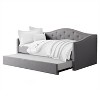 Twin Fairfield Tufted Fabric Day Bed with Trundle Light Gray - CorLiving: Versatile Guest Room Furniture - 4 of 4