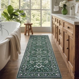 Washable Rugs for Living Room, Large Modern Floral Accent Rug, Foldable Carpet with Non-Slip Backing, Easy to Clean for Bedroom - 1 of 4