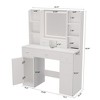 NicBex Makeup Vanity Desk with Mirror and Light, Makeup Table with 6 Open Shelves,2 Hiden Shelves and 5 Drawers for Bedroom - 3 of 4