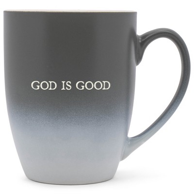 Elanze Designs God Is Good Two Toned Ombre Matte Gray and White 12 ounce Ceramic Stoneware Coffee Cup Mug