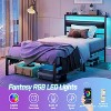 Twin Bed Frames for Kids Metal Platform Bed Frame with Upholstered Headboard Wood Storage Shelf Charging Station and LED Lights No Box Spring Needed - 4 of 4
