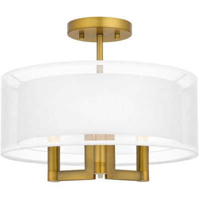 Quoizel Bodnar 15" Wide Aged Brass Drum Ceiling Light