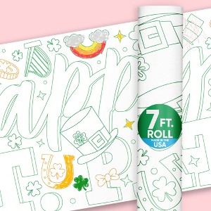 Big Dot of Happiness St. Patrick’s Day Coloring Table Runner, 7ft Long Shamrock Craft Activity Table Cover for Family, Giant Coloring Page - 1 Roll - 1 of 4