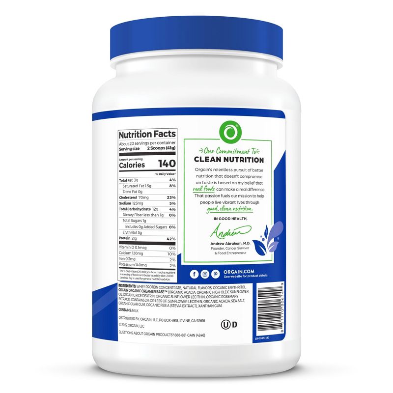Orgain Clean Whey Grass-Fed Protein Powder - Vanilla Bean - 29.12oz, 5 of 7