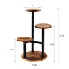VECELO 3-Tier Wood Plant Stand, Tall Metal Wood Flower Shelf for Multiple Plants, Round Corner Display Rack for Garden or Balcony, Brown - 3 of 4