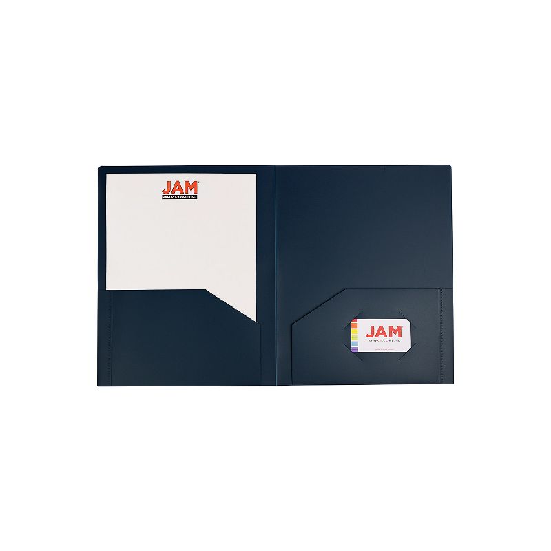 JAM Paper Heavy Duty 2-Pocket Folders Navy Blue 6/Pack (383HNAA), 3 of 6