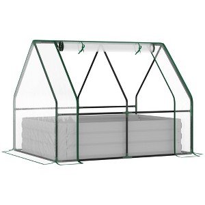 Gsluuk Outsunny 4' x 3' Galvanized Raised Garden Bed with Mini PVC Greenhouse Cover - 1 of 1